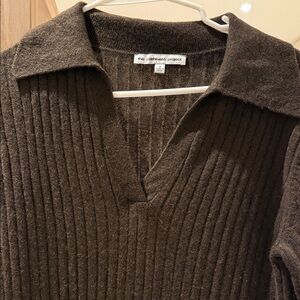 Brown Ribbed Sweater Dress by The Cashmere Project